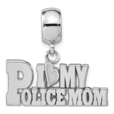 Sterling Silver I Heart My Police Mom Dangle Bead – view 3