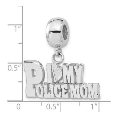 Sterling Silver I Heart My Police Mom Dangle Bead – view 4