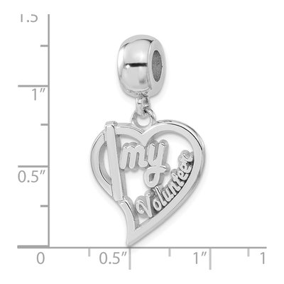 Sterling Silver I Heart My Volunteer Dangle Bead – view 4