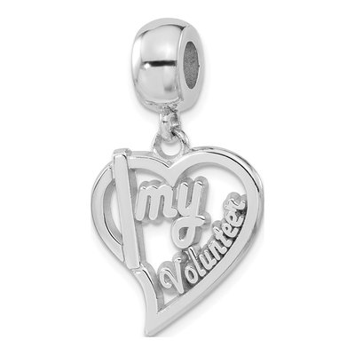 Sterling Silver I Heart My Volunteer Dangle Bead