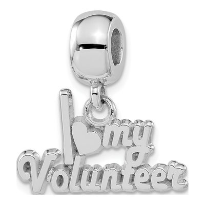 Sterling Silver I Heart My Volunteer Dangle Bead