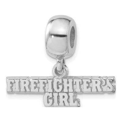 Sterling Silver Firefighters Girl Dangle Bead