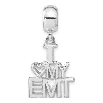 Sterling Silver I Heart My EMT Dangle Bead – view 3