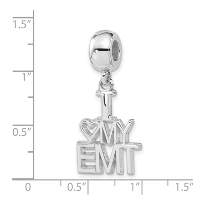 Sterling Silver I Heart My EMT Dangle Bead – view 4