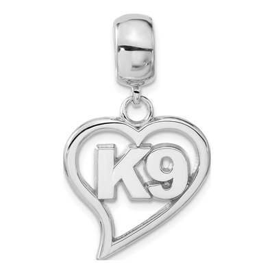 Sterling Silver K9 Heart Dangle Bead – view 3