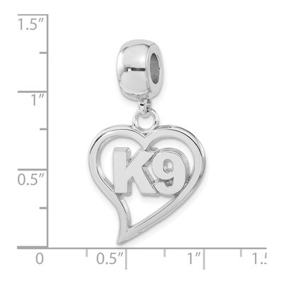 Sterling Silver K9 Heart Dangle Bead – view 4