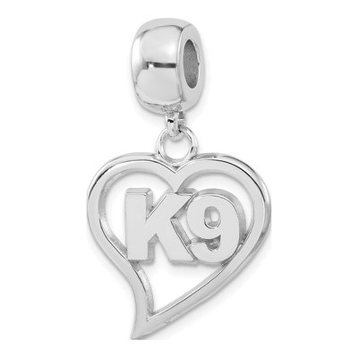 Sterling Silver K9 Heart Dangle Bead