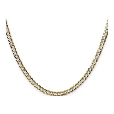 14K Yellow Gold 3.7mm Pave Flat Cuban Chain – view 2