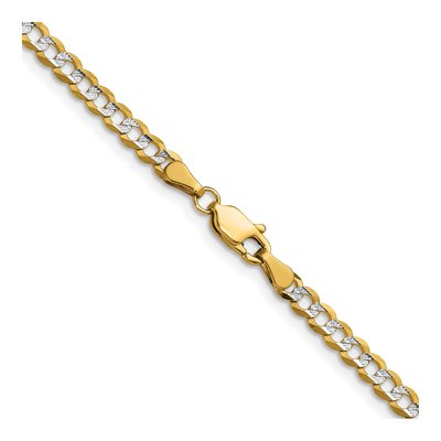 14K Yellow Gold 3.7mm Pave Flat Cuban Chain – view 3