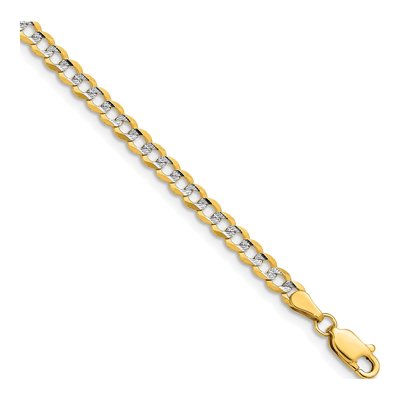 14K Yellow Gold 3.7mm Pave Flat Cuban Chain