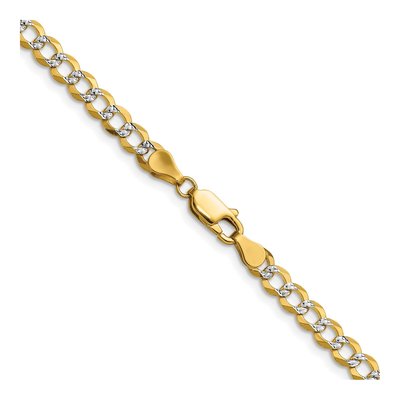14K Yellow Gold 4.8mm Pave Flat Cuban Chain – view 3