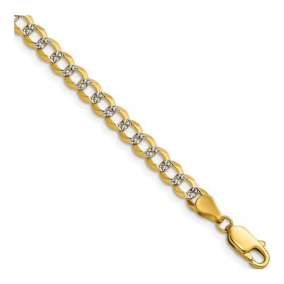 14K Yellow Gold 4.8mm Pave Flat Cuban Chain