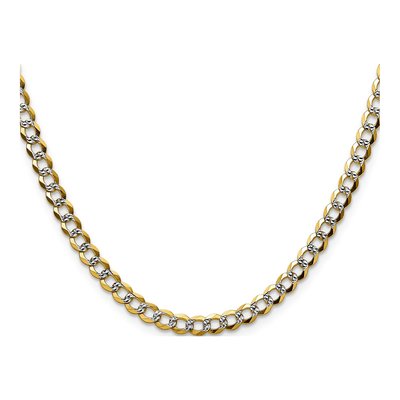 14K Yellow Gold 4.8mm Pave Flat Cuban Chain – view 2