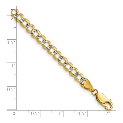 14K Yellow Gold 4.8mm Pave Flat Cuban Chain Bracelet – view 2