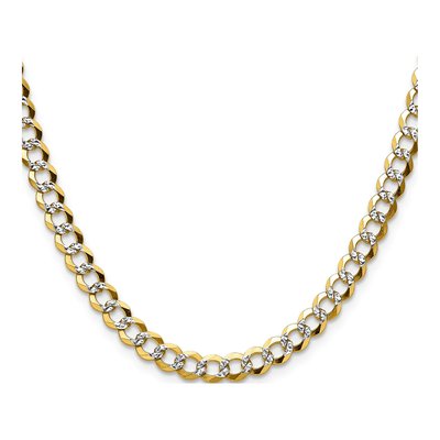 14K Yellow Gold 5.9mm Pave Flat Cuban Chain – view 2