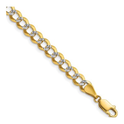 14K Yellow Gold 5.9mm Pave Flat Cuban Chain