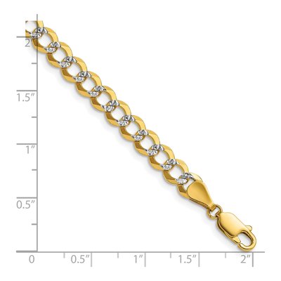 14K Yellow Gold 5.9mm Pave Flat Cuban Chain Bracelet – view 2