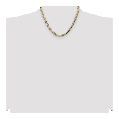 14K Yellow Gold 7.2mm Pave Flat Cuban Chain – view 4