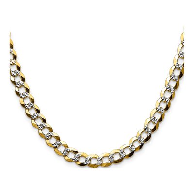 14K Yellow Gold 7.2mm Pave Flat Cuban Chain – view 2