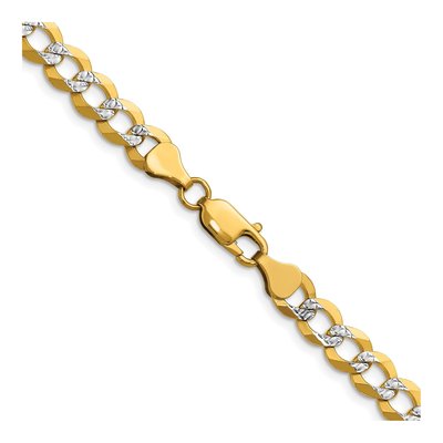 14K Yellow Gold 7.2mm Pave Flat Cuban Chain – view 3