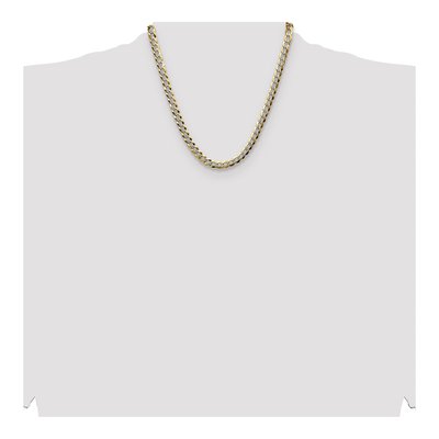 14K Yellow Gold 7.2mm Pave Flat Cuban Chain – view 4