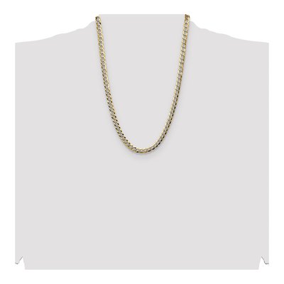 14K Yellow Gold 7.2mm Pave Flat Cuban Chain – view 4