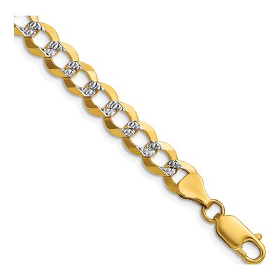 14K Yellow Gold 7.2mm Pave Flat Cuban Chain