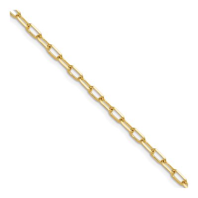 14K Yellow Gold 3mm Diamond-Cut Beveled Paperclip Chain