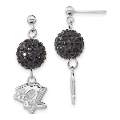 Pittsburgh Penguins Sterling Silver Crystal Earrings