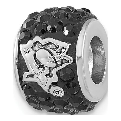 Pittsburgh Penguins Sterling Silver Black Crystal Bead