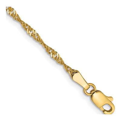 14K Yellow Gold 1.7mm Singapore Chain Bracelet