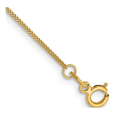 14K Yellow Gold 0.9mm Curb Chain Anklet