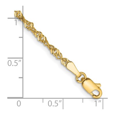 14K Yellow Gold 2mm Singapore Chain Bracelet – view 3