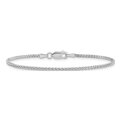14K White Gold 1.7mm Wheat Chain Anklet – view 4