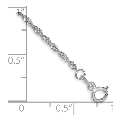 14K White Gold 1.4mm Singapore Chain Anklet – view 3