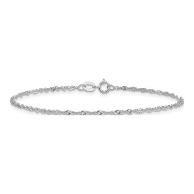14K White Gold 1.4mm Singapore Chain Anklet – view 4
