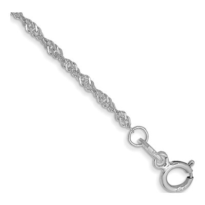 14K White Gold 1.4mm Singapore Chain Anklet