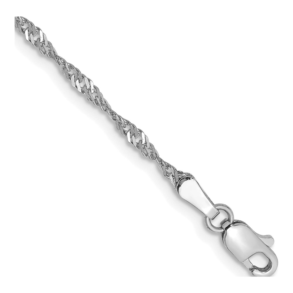 14K White Gold Rhodium-Plated 8 Inch 1.7mm Singapore With Lobster Clasp Chain Bracelet