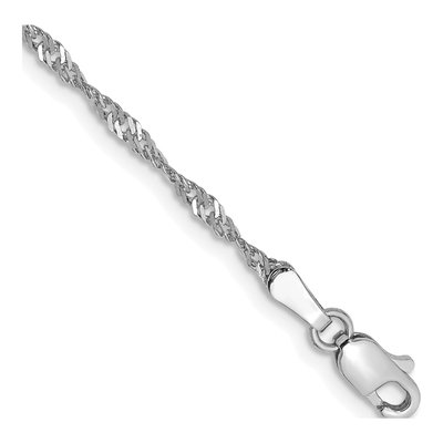 14K White Gold 1.7mm Singapore Chain Anklet