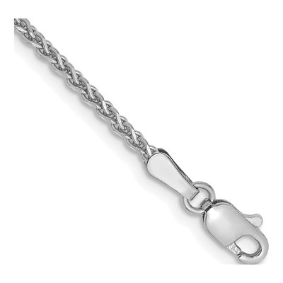 14K White Gold 1.7mm Diamond-Cut Wheat Chain Bracelet