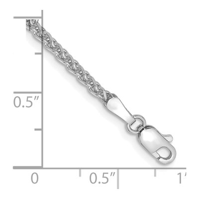 14K White Gold 2.1mm Diamond-Cut Wheat Chain Bracelet – view 2
