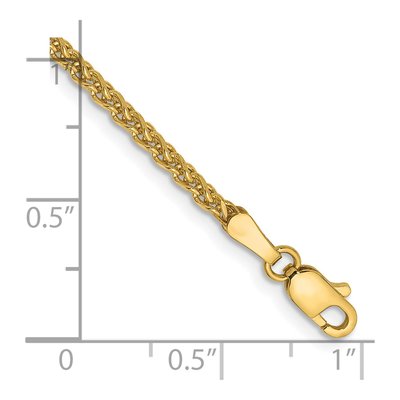 14K Yellow Gold 2.1mm Diamond-Cut Wheat Chain Bracelet – view 2