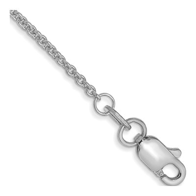 14K White Gold 1.4mm Round Open Cable Chain Anklet