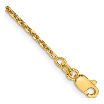 14K Yellow Gold 1.65mm Diamond-Cut Cable Chain Anklet