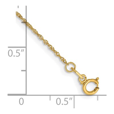 14K Yellow Gold 1mm Singapore Chain Bracelet – view 3