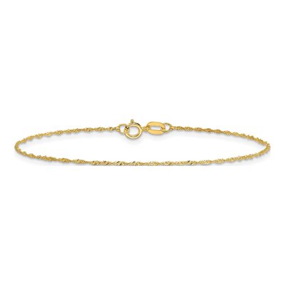 14K Yellow Gold 1mm Singapore Chain Bracelet – view 4