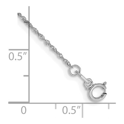 14K White Gold 1mm Singapore Chain Anklet – view 3