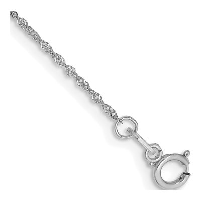 14K White Gold 1mm Singapore Chain Bracelet