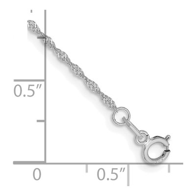 14K White Gold 1.1mm Singapore Chain Anklet – view 2