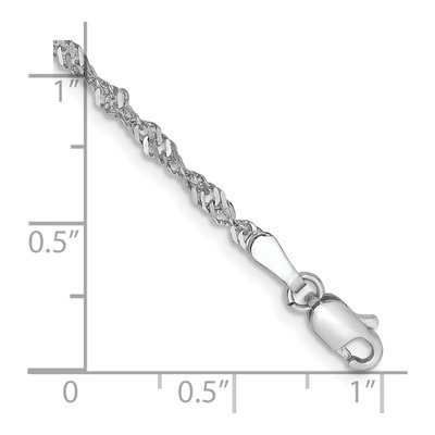 14K White Gold 2mm Singapore Chain Bracelet – view 3